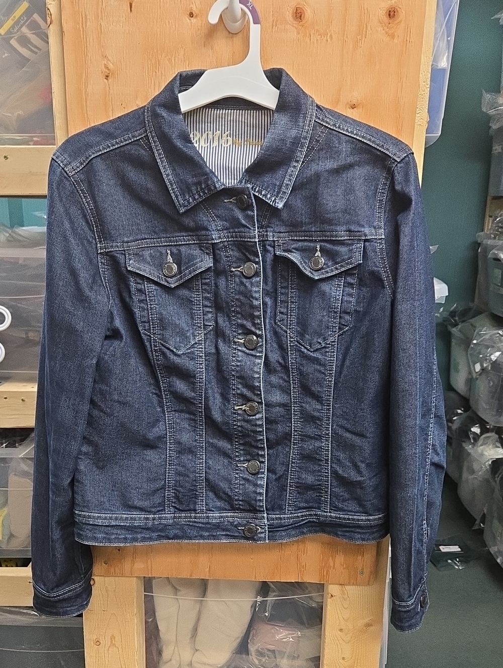 Parasuco Size L Dark Wash Denim Button Down Jacket